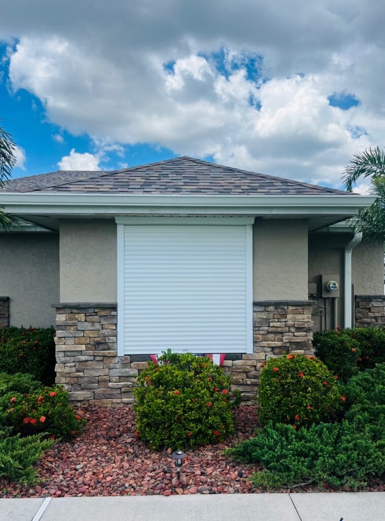 Closed White Roll-Down on Front of House
