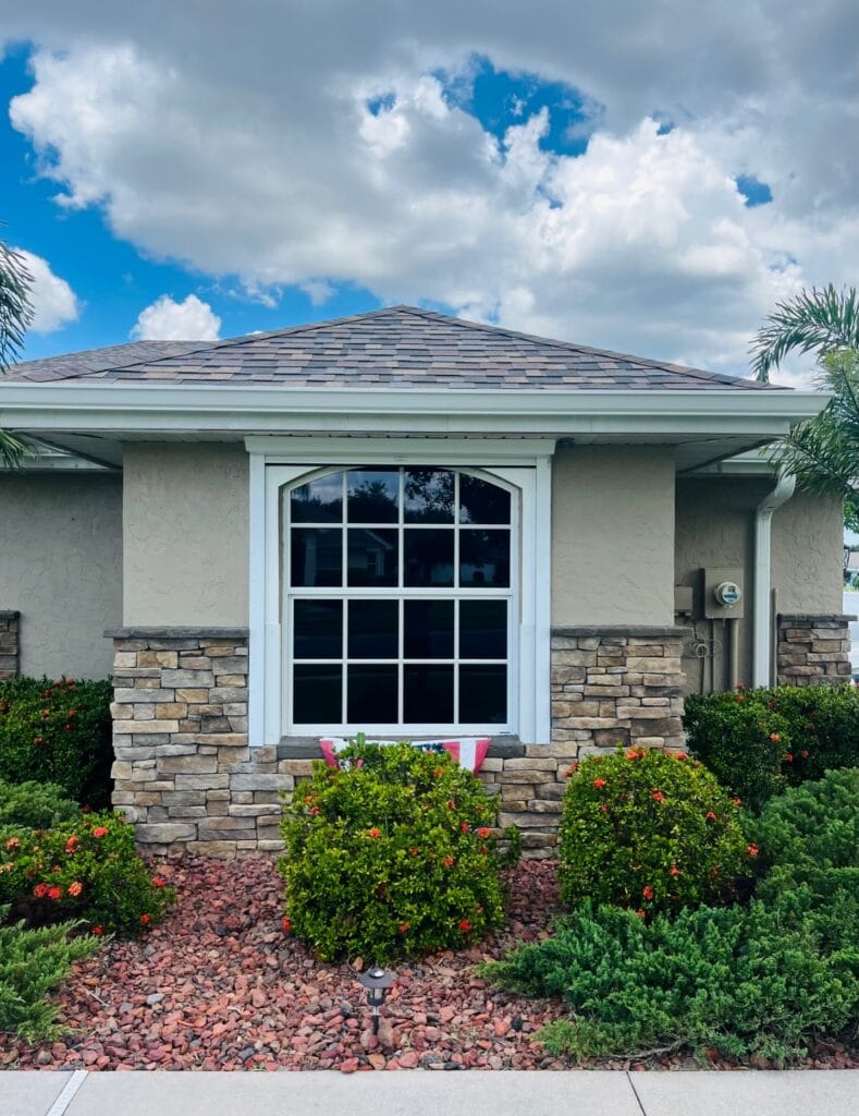 Open White Roll-Down on Front of House
