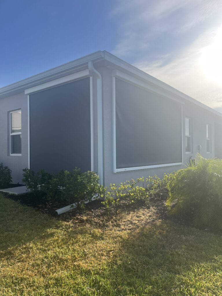 Exterior hurricane screen installed on a Florida lanai